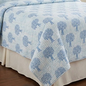 Traditional Cotton Quilt With Tree Print Handmade All Season Reversible <b>Bedding</b> 60x90 Inches - Product Image 3