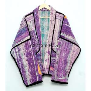 Veste Kantha vintage imprimée en coton pur 100% faite à la main, multicolores, prix de gros, veste matelassée de qualité supérieure - Product Image 6