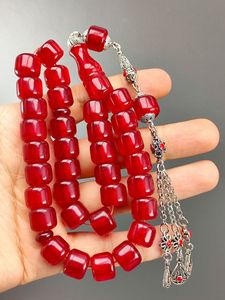 Rosario Musulmán de Resina Hecho a Mano, Ecológico, con Cuentas de Ámbar y Turquesa, Joyería Religiosa - Product Image 4