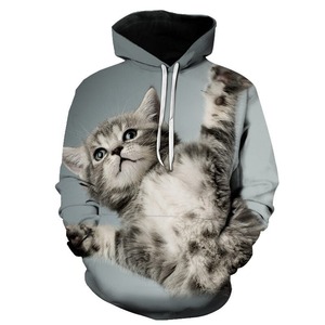 Sudadera con Capucha para Hombre, Diseño de Gato de Cheshire, 100% Algodón, Corte Holgado, Estilo Casual Otoñal, Antiarrugas, Estampado Puff - Product Image 3
