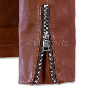 Veste en cuir marron sur mesure, veste en cuir vintage ample pour homme, fabricant OEM personnalisé, veste en cuir de haute qualité à vendre - Product Image 4