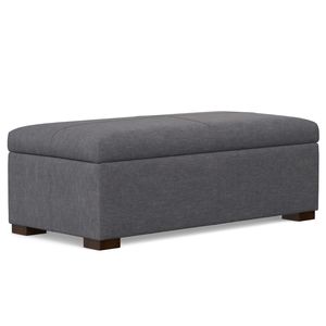 Pouf contenitore rettangolare Gabbie da 48 pollici di larghezza in lino poliestere grigio ardesia - Sgabelli e pouf - Product Image 4