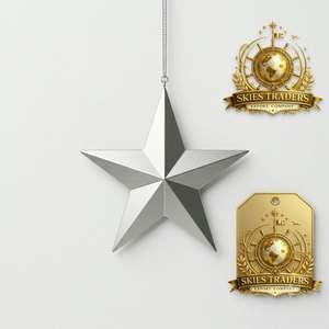 Prix d'usine Pendentif étoile boussole nautique doré en laiton ajouré, Ornement suspendu étoile de Noël, Étiquette de sapin de Noël en gros - Product Image 4