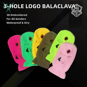 Cagoule tricotée colorée avec yeux brodés et motif pistolet, pour adultes, unisexe, réglable, idéale pour les fêtes en extérieur - Product Image 4
