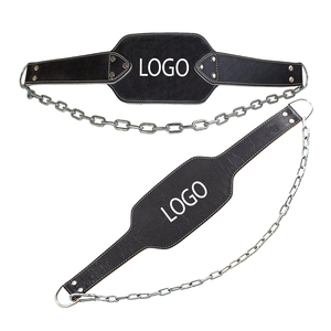 Adjustable Leather Dip Belt Steel Chain Closure for Fitness Pull-Ups Dips Bodybuilding <b>Back</b> <b>Support</b> Strength Dipping Belt - Product Image 1