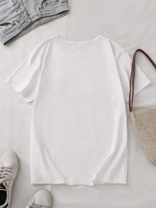 T-shirt Minimaliste Homme avec Petit Motif Cœur, Esthétique Mignonne, Blanc, Col Rond, Manches Courtes, Coton, Décontracté, Style Urbain, Respirant, 300g - Product Image 5