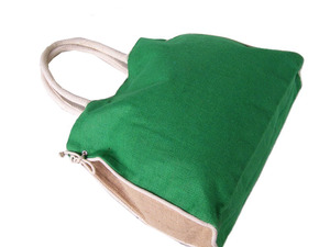 Lowell Craft Green Solid <b>Canvas</b> Tote <b>Bag</b> with <b>Drawstring</b> Closure Cotton Lining Embroidery 7 Inch Size for Casual Daily Use - Product Image 5