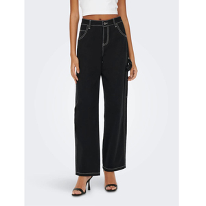 Pantalones Cargo Personalizados para Mujer, Jeans de Mezclilla Azul Desgastado para Invierno con Decoración de Cordones, Pantalones Holgados Elásticos para Damas - Product Image 1