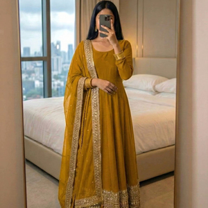 Ramdev Trading Heavy Faux Georgette Quick Dry Modern Style Women's Kurta/<b>Kurti</b> for Wedding/Party/Diwali Occasions All Seasons - Product Image 1