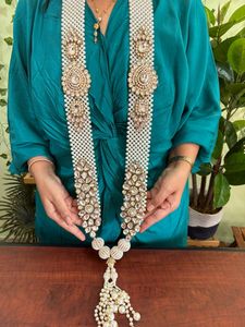 Paire de Varmala Kundan de créateur pour cérémonie de mariage, ensemble Jai Mala pour mariée et marié, paire de guirlandes de mariage indiennes traditionnelles - Product Image 4