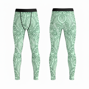 Leggings de compression pour hommes, taille haute, extensibles, imprimés sur toute la surface, design personnalisé, pour la course et le fitness, vente en gros d'été - Product Image 2