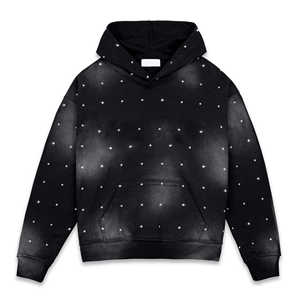 Sweat à capuche personnalisé pour homme en coton avec strass, style streetwear, délavé à l'acide, respirant, coupe classique, pour l'hiver - Product Image 5
