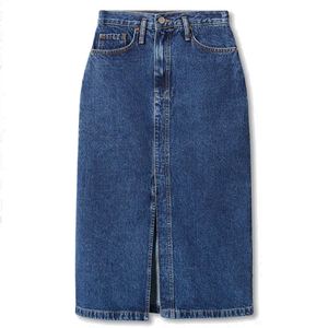 Jupe en jean délavé bleu pour femme, style Y2K, avec poches, taille haute, boutonnée, décontractée, prête à être expédiée - Product Image 6