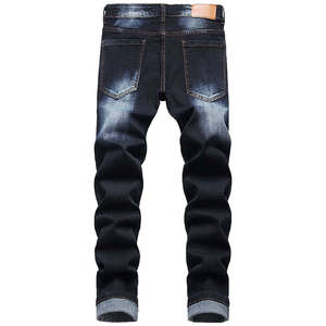 Jeans vintage slim pour homme, jeans déchirés de créateur, denim bleu délavé, pantalon en denim de haute qualité, jeans violets - Product Image 5