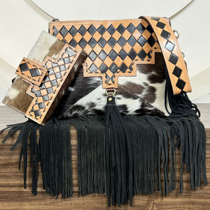 2025หนังวัวประดับด้วยลายตารางของผู้หญิงชุด2ชิ้นแบบ2ชิ้น - Product Image 4