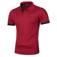 Chemise à manches courtes bleu marine pour homme, 100% polyester, tricot piqué respirant, couleur unie, coupe décontractée, col boutonné