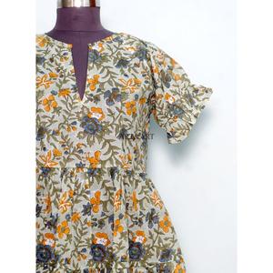 Vestido midi de algodón hecho a mano con estampado floral de verano, estilo bohemio, vestido de algodón cómodo con estampado para mujer - Product Image 2