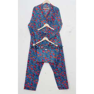 Ventes en gros de pyjamas pour femmes et hommes, de haute qualité, 100% coton, doux, lisses, luxueux, avec taille élastique, directement de l'usine - Product Image 5