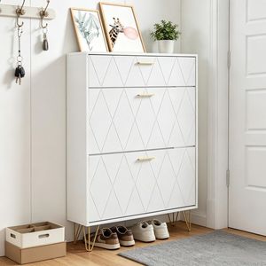 Scarpiera Moderna Classica, Semplice e Salvaspazio, in Alluminio e MDF, con Ripiani Regolabili per Casa o Hotel - Product Image 2