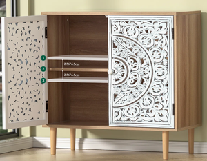 Meuble de cuisine moderne en bois massif, armoire de rangement haute avec tiroirs, étagères réglables, buffet autoportant, écologique et résistant à l'eau - Product Image 6