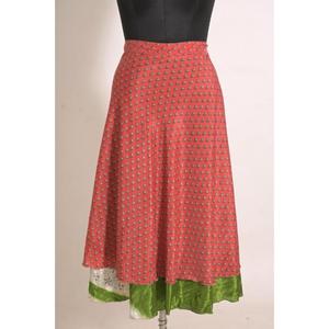 Jupe longue en soie imprimée florale vintage faite à la main pour femmes, personnalisée, marque Lavinas, Rajasthan, lavable - Product Image 1