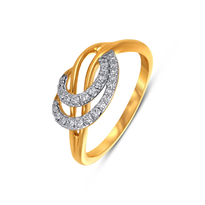 Bague en diamant Elysian Swirl, or 18 carats, avec boucle entrelacée, pour femmes, bijoux fins avec pierres de forme ronde - Product Image 1