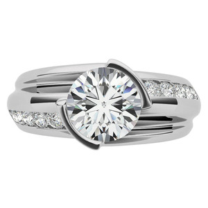 Anillo de compromiso para hombre con diamante cultivado en laboratorio de corte redondo en oro blanco - Product Image 1