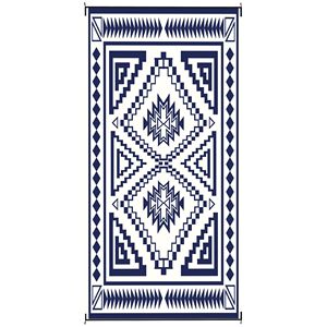 Tappeto impermeabile reversibile esterno 9 'X 18' blu e bianco quadrato Patchwork borsa da trasporto inclusa-paglia di plastica per interni/esterni - Product Image 1