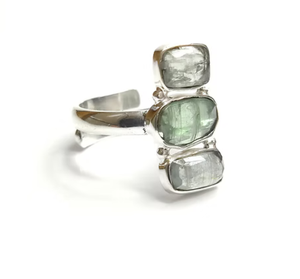 <b>Adjustable</b> Green Kyanite <b>Ring</b> in 925 <b>Sterling</b> <b>Silver</b> Handmade Designer Collection Manufacturer India - Product Image 3