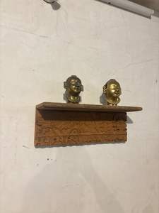 Étagère murale en bois artisanale avec sculpture florale |   Étagère murale multifonctionnelle rustique vintage pour salle de bain et salon - Product Image 2