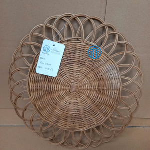 Handwoven Natural Rattan Placemat Floral <b>Round</b> Design Sustainable <b>Dining</b> <b>Table</b> Mat Wholesale Bulk Supplier Home Kitchen Decor - Product Image 3