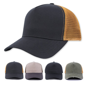 Customized High Quality Structured 5 Panel Blank <b>Hats</b> Mesh Trucker <b>Hat</b> Blank Black Curved Brim Trucker <b>Hat</b> Men - Product Image 2