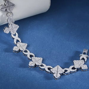 Luxury Moissanite Spade Link Bracelet 925 Silver Rhodium Plated Iced Out <b>Playing</b> <b>Card</b> Inspired Statement Jewelry for Unisex - Product Image 2