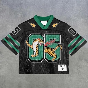 Custom Manufacturer Vintage Soccer Jerseys T-Shirt Oversized Mesh O-Neck Crop Boxy Mesh Football Jersey Men's Sports Shirt - Product Image 3