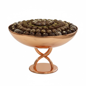 Tazón para dátiles de acero inoxidable color oro rosa moderno al por mayor con soporte único para uso en hoteles y restaurantes al precio más bajo - Product Image 1