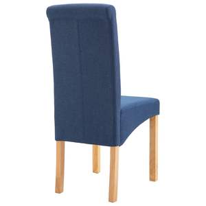 Juego de 4 Sillas de Comedor de Tela Azul y Madera, Diseño Ergonómico Mediano - Product Image 6