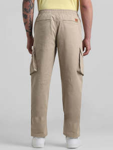 Pantalon cargo pour hommes, taille élastique, cordon de serrage, couleur unie, coupe ample avec poches, toutes saisons, vêtements décontractés pour l'extérieur - Product Image 3