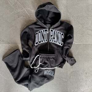 Custom Acid Wash Sweatsuit Jogging Track Suit Set Screen Print Streetwear <b>Spray</b> Wash Flare Sweatpants and Full Zip up Hoodie Set - Product Image 4