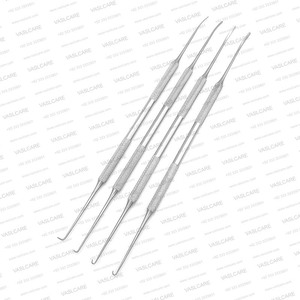 Ensemble de 4 crochets de micro-chirurgie laryngée ORL – Kit de sondes et couteaux pour cordes vocales en acier inoxydable – Instruments de microlaryngoscopie - Product Image 1