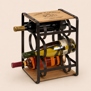 Modern 6 Bottle Tabletop <b>Wine</b> Rack Small Wooden and Metal Countertop <b>Wine</b> Holder for Home Bar Kitchen Pantry Decor & <b>Wine</b> Stand - Product Image 5