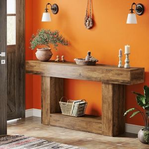 Consolle a 2 livelli in legno per ingresso e divano, ideale per l'arredamento della casa - Product Image 3
