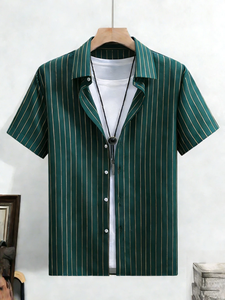 เสื้อเชิ้ตผู้ชายแขนสั้นแบบเรียบง่ายสำหรับธุรกิจ ผ้าถัก ระบายอากาศได้ดี พิมพ์ลายคมชัด 100% โพลีเอสเตอร์ - Product Image 6