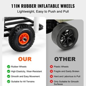 Carrello da Pesca da Spiaggia con Capacità di Carico di 90 kg, Ruote Grandi da 11 Pollici, Pneumatici in Gomma, Portacanne Resistenti per Pesca Marina - Product Image 3