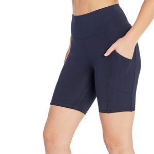 Shorts de sport décontractés pour femmes, taille haute, séchage rapide, 100 % polyester, pour entraînement, course à pied, fitness, évacuation de l'humidité, OEM ODM, vente en gros - Product Image 4