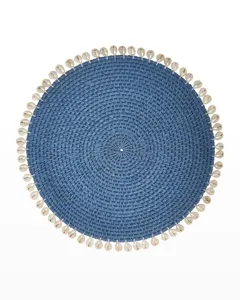Wholesale Coastal Rattan Placemat Brown <b>Tablemat</b> Cowrie Shell Woven Coaster Summer Theme Pan Pad For Tropical Restaurant Decor - Product Image 3