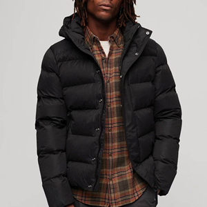 Veste d'hiver épaisse en duvet pour homme, en peau de mouton, décontractée, personnalisée, noire, vente en gros - Product Image 1