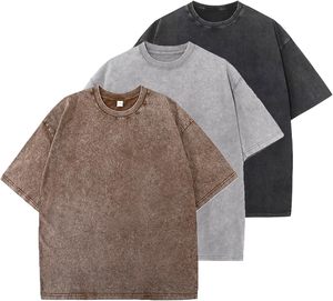 เสื้อยืดคอกลมทรงโอเวอร์ไซส์ 230GSM คุณภาพสูง ผ่านกระบวนการ Acid Wash ผลิตจากผ้าฝ้าย 100% ขายส่ง เสื้อยืดทรงวินเทจไหล่ตกสำหรับผู้ชาย - Product Image 3