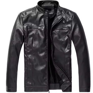 Chaqueta de Cuero para Hombre con Bolsillos Dobles en el Pecho |   Chaqueta de Cuero con Cierre para Motociclistas, para Caza y Senderismo |   Chaqueta Transpirable para Exteriores - Product Image 1