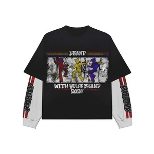 <b>Women</b> double layer shirt 200 GSM polyester <b>mesh</b> black crop <b>top</b> flame sleeves sublimation print custom logo Double Layer Shirts - Product Image 5