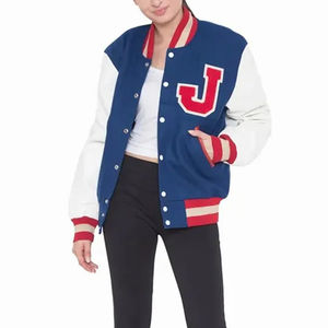 Nouvelle arrivée : Blouson universitaire enduit pour femme en polyester et coton, col montant, respirant, coupe-vent, imperméable, logo frontal, chaud pour l'hiver - Product Image 1